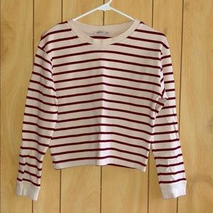 Zara Cropped Striped Crew Neck sweater